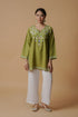 Aarti in Kashmiri Aari Work Cotton Short Kurta – Green